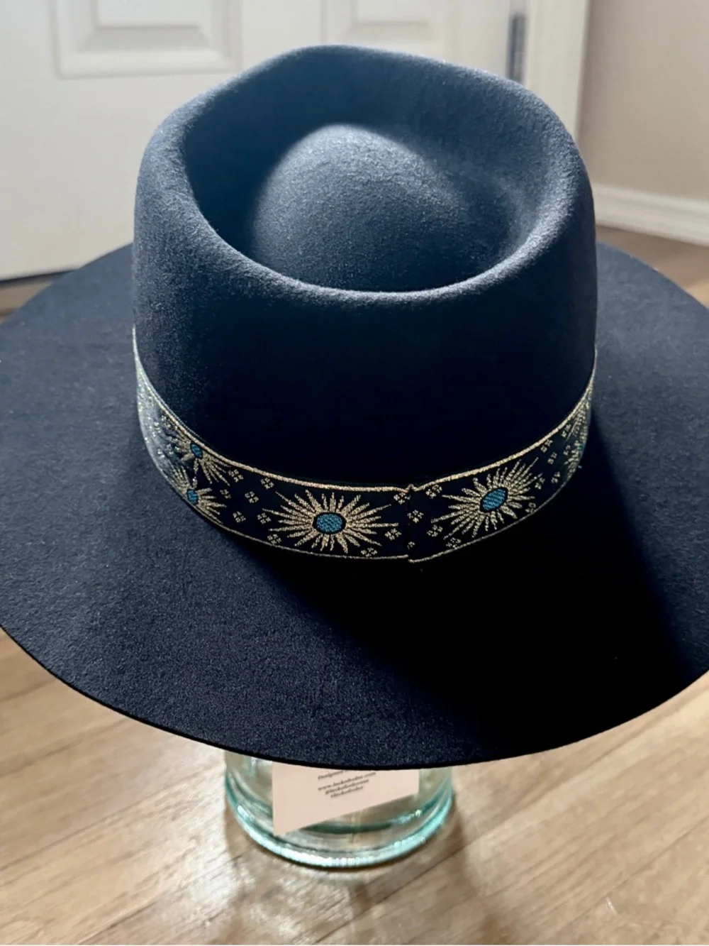 Lack of Color Phoenix Fedora Black Wool Brim Gold Celestial Band Boho Western